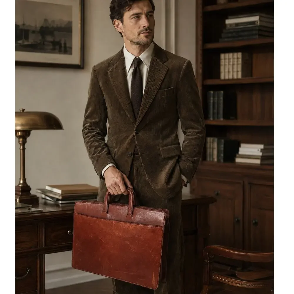 Firenze Leather Drop Handle Triple Section For Men